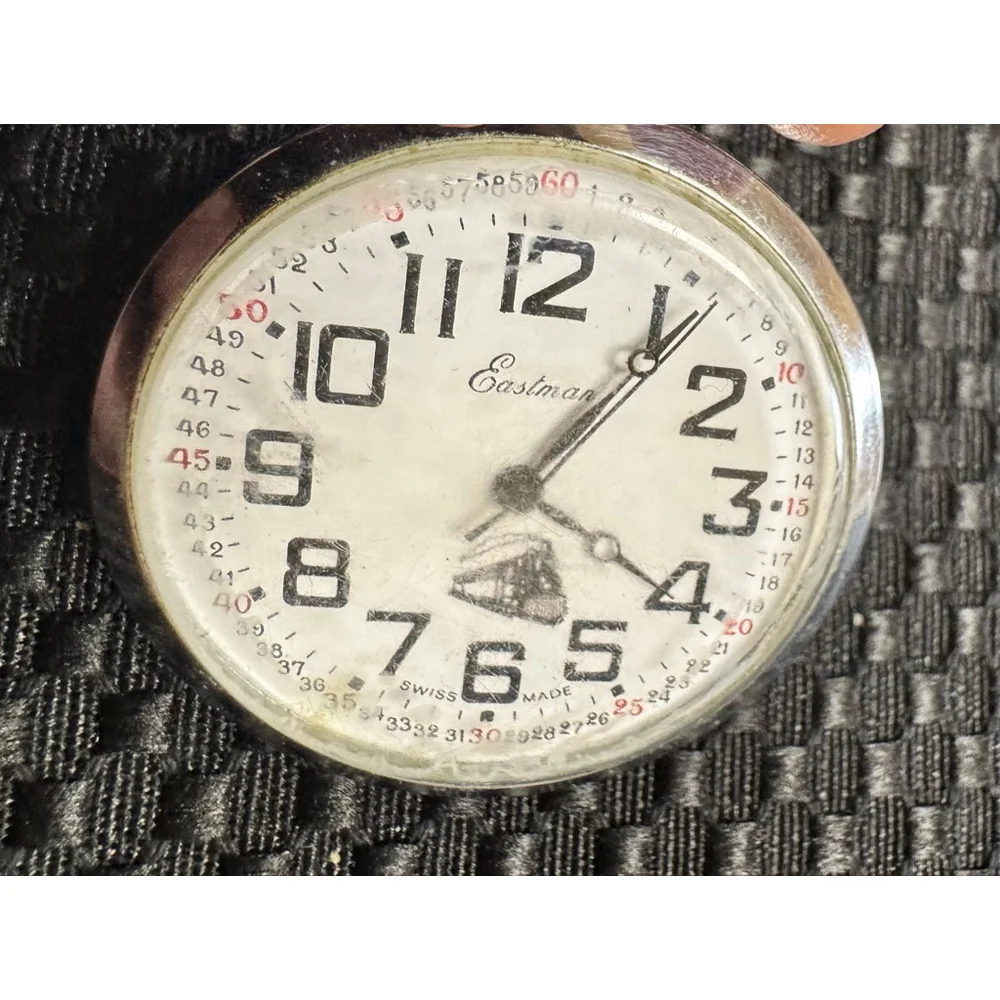 Eastman Swiss Made Open Face Train Pocket Watch Railroad Wide Up 1 Jewel